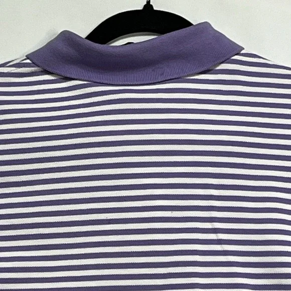 Polo Ralph Lauren Men's Polo Shirt Sz M Purple and White Striped Good Golf - Picture 7 of 11